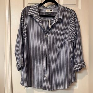 Old Navy Blue and White Striped Shirt